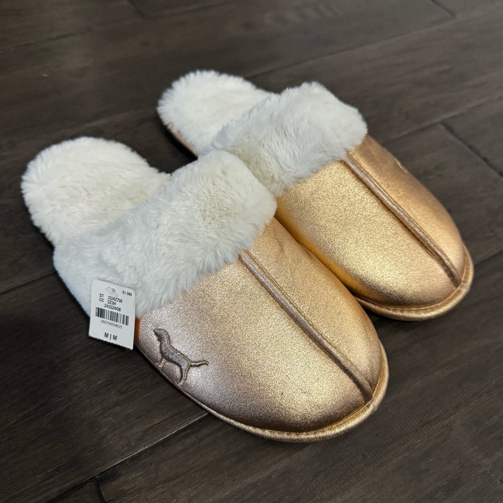 Pink Gold and White Slippers SIZE M
